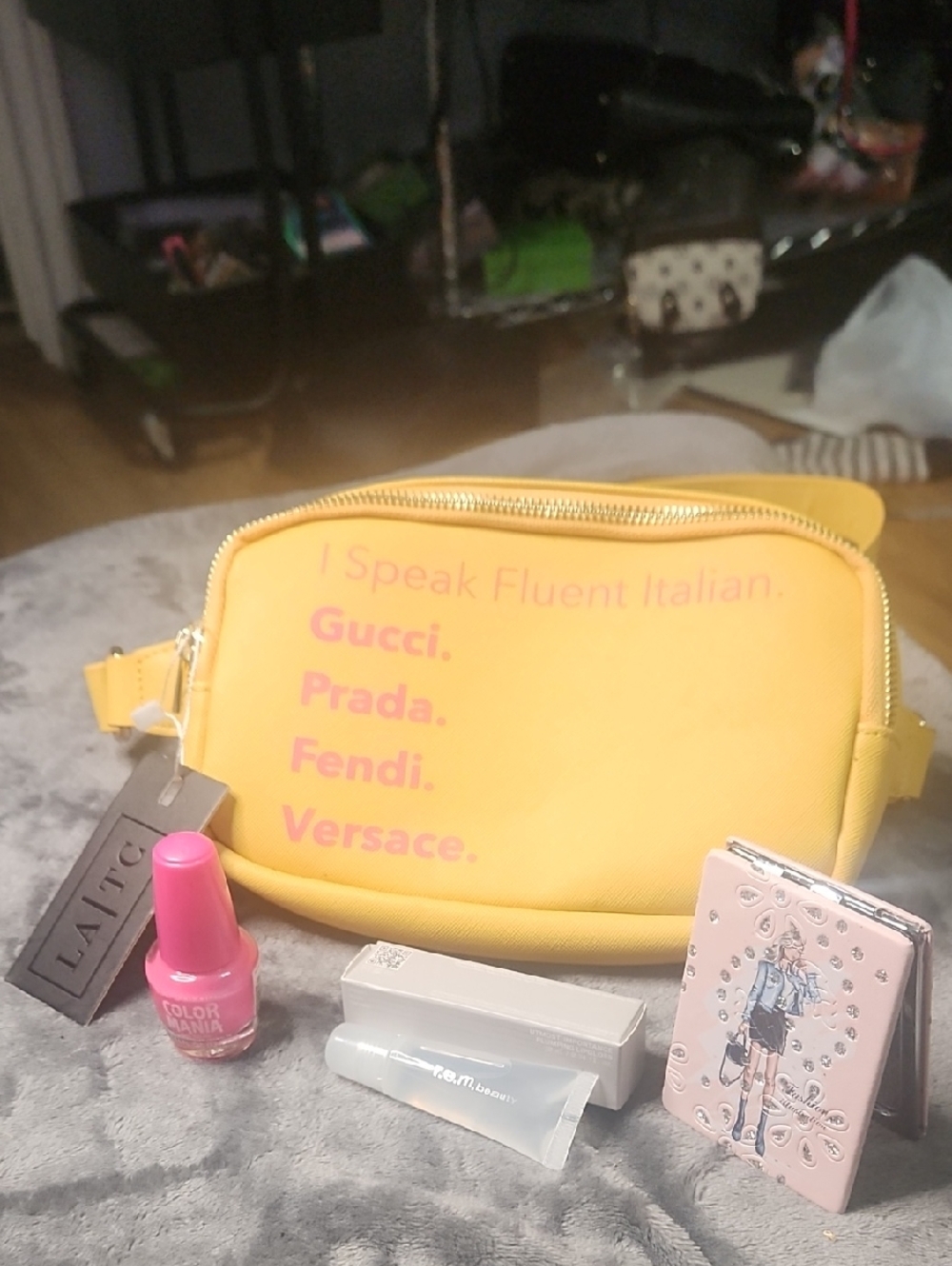 Yellow Designer Logo Belt Bag Bundle